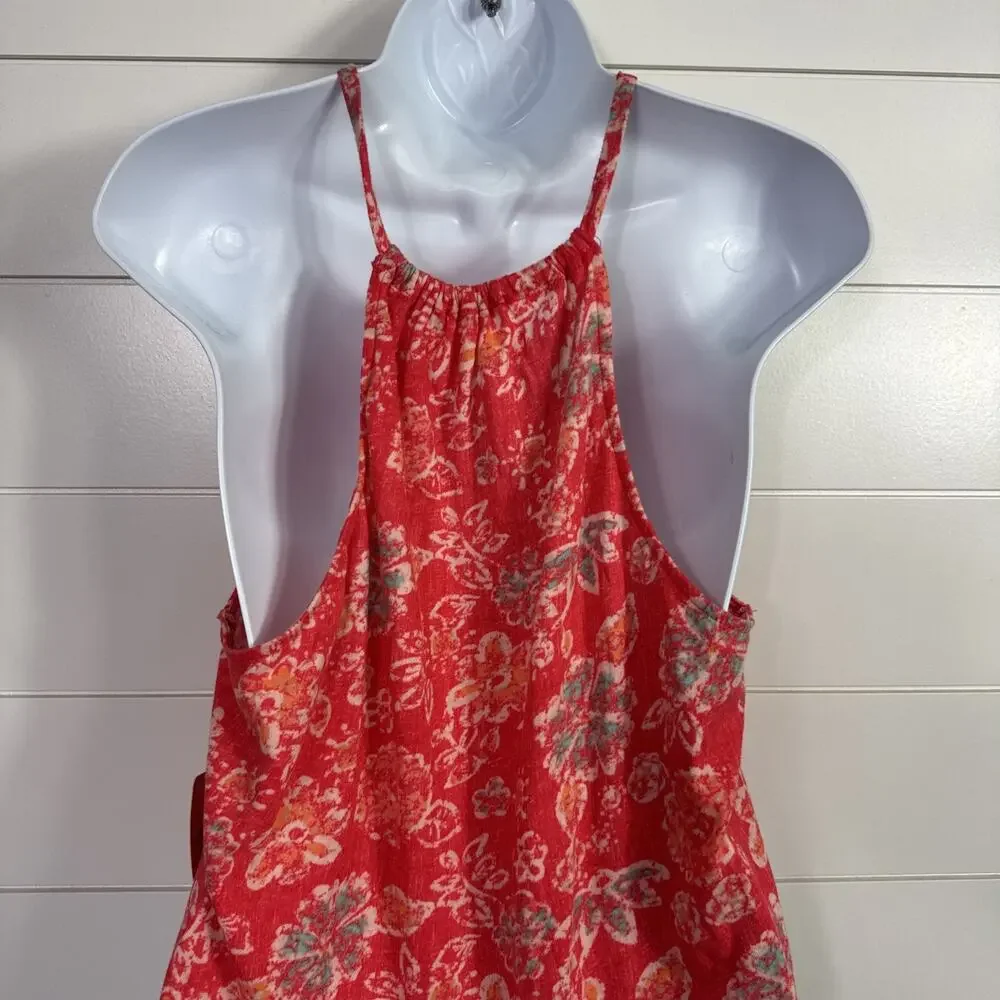 Free People - We The Free Daisy Tank Asymmetric Hem Pink Floral Print sz L